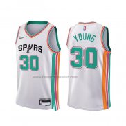 Maglia San Antonio Spurs Thaddeus Young NO 30 Citta 2021-22 Bianco