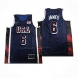 Maglia USA 2024 LeBron James #6 Olimpiadi Blu