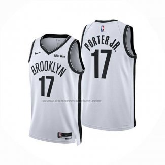 Maglia Brooklyn Nets Michael Porter Jr. No 17 Association 2025-26 Bianco