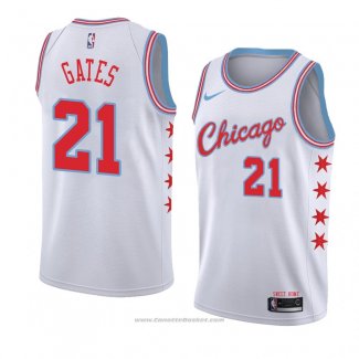 Maglia Chicago Bulls Kaiser Gates #21 Citta 2018 Bianco