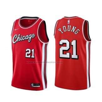 Maglia Chicago Bulls Thaddeus Young NO 21 Citta 2021-22 Rosso