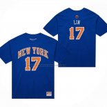 Maglia Corta Manga New York Knicks Jeremy Lin No 17 Blu