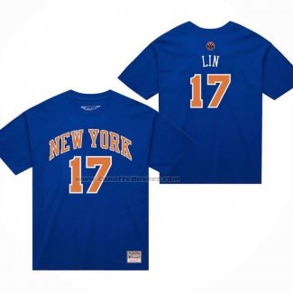 Maglia Corta Manga New York Knicks Jeremy Lin No 17 Blu