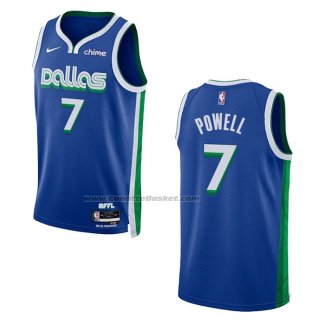 Maglia Dallas Mavericks Dwight Powell #7 Citta 2022-23 Blu