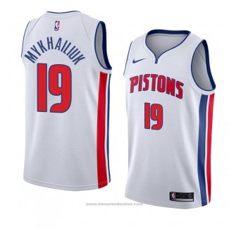 Maglia Detroit Pistons Svi Mykhailiuk #19 Association 2018 Bianco