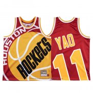 Maglia Houston Rockets Yao Ming #11 Mitchell & Ness Big Face Rosso