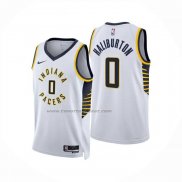 Maglia Indiana Pacers Tyrese Haliburton No 0 Association 2024-25 Bianco
