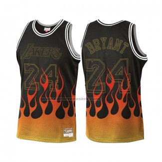 Maglia Los Angeles Lakers Kobe Bryant NO 24 Flames Nero