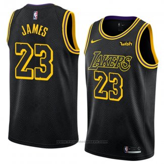 Maglia Los Angeles Lakers Lebron James #23 Citta 2017-18 Nero