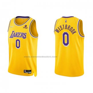 Maglia Los Angeles Lakers Russell Westbrook NO 0 75th Anniversary 2021-22 Giallo