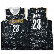 Maglia Luci della citta Los Angeles Lakers LeBron James #23 Nero