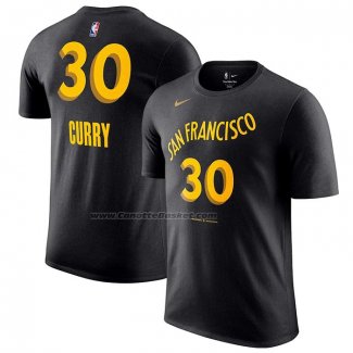 Maglia Manica Corta Golden State Warriors Stephen Curry Citta 2023-24 Nero