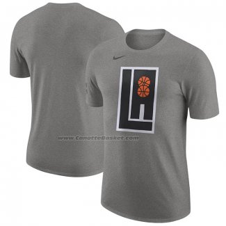 Maglia Manica Corta Los Angeles Clippers Citta 2023-24 Grigio