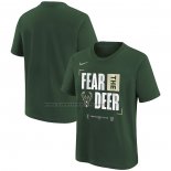 Maglia Manica Corta Milwaukee Bucks 2024 NBA Playoffs Mantra Verde