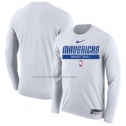 Maglia Manica Lunga Dallas Mavericks Practice Performance 2022-23 Bianco