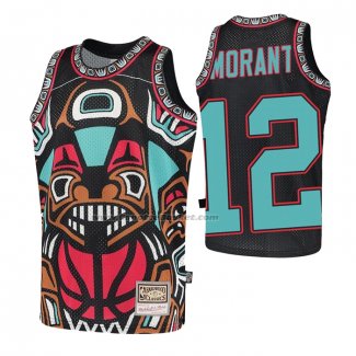 Maglia Memphis Grizzlies Ja Morant NO 12 Mitchell & Ness Big Face Nero