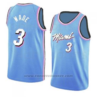 Maglia Miami Heat Dwyane Wade #3 Earned 2018-19 Blu