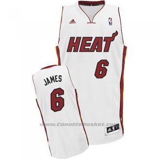 Maglia Miami Heat Lebron James #6 Bianco