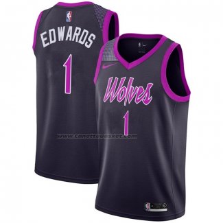 Maglia Minnesota Timberwolves Anthony Edwards NO 1 Citta 2018-19 Viola