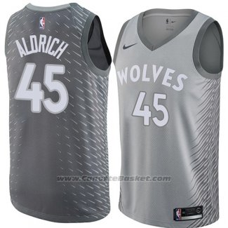 Maglia Minnesota Timberwolves Cole Aldrich #45 Citta 2018 Grigio