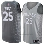 Maglia Minnesota Timberwolves Derrick Rose #25 Citta 2018 Grigio