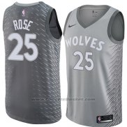 Maglia Minnesota Timberwolves Derrick Rose #25 Citta 2018 Grigio