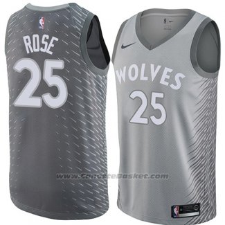 Maglia Minnesota Timberwolves Derrick Rose #25 Citta 2018 Grigio