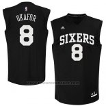 Maglia Moda Nero Philadelphia 76ers Jahlil Okafor #8 Nero