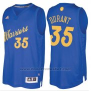 Maglia Natale 2016 Golden State Warriors Kevin Durant #35 Blu