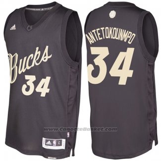 Maglia Natale 2016 Milwaukee Bucks Giannis Antetokounmpo #34 Nero