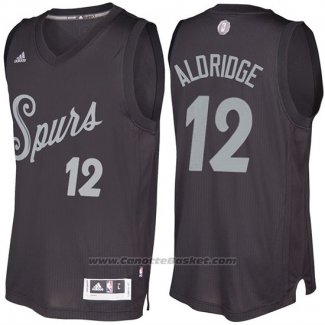 Maglia Natale 2016 San Antonio Spurs Lamarcus Aldridge #12 Nero