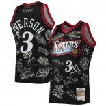 Maglia Philadelphia 76ers Allen Iverson NO 3 Mitchell & Ness 1997-98 Tattoo Nero