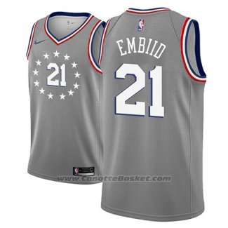 Maglia Philadelphia 76ers Joel Embiid #21 Citta 2018-19 Grigio