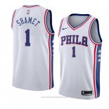 Maglia Philadelphia 76ers Landry Shamet #1 Association 2018 Bianco