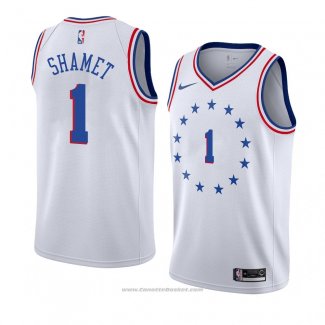 Maglia Philadelphia 76ers Landry Shamet #1 Earned 2018-19 Bianco