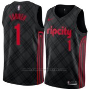 Maglia Portland Trail Blazers Evan Turner #1 Citta 2018 Nero