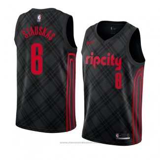 Maglia Portland Trail Blazers Nik Stauskas #8 Citta 2018 Nero