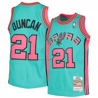 Maglia San Antonio Spurs Tim Duncan NO 21 Mitchell & Ness 1998-99 Verde