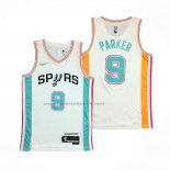 Maglia San Antonio Spurs Tony Parker NO 9 Citta 2021-22 Bianco