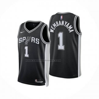 Maglia San Antonio Spurs Victor Wembanyama No 1 Icon 2024-25 Nero