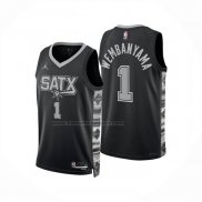 Maglia San Antonio Spurs Victor Wembanyama No 1 Statement 2024-25 Nero