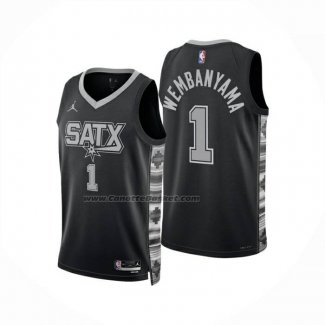 Maglia San Antonio Spurs Victor Wembanyama No 1 Statement 2024-25 Nero