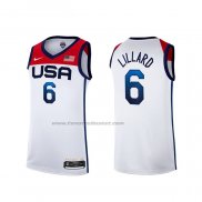 Maglia USA 2021 Damian Lillard NO 6 Bianco