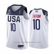 Maglia Usa Jayson Tatum #10 2019 FIBA Basketball World Cup Bianco