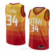 Maglia Utah Jazz Trey Lewis #34 Citta 2018 Giallo