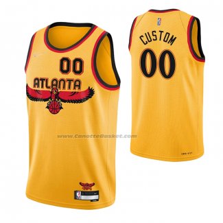 Maglia Atlanta Hawks Personalizzate Citta 2021-22 Giallo