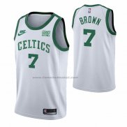 Maglia Boston Celtics Jaylen Brown NO 7 75th Anniversary Bianco