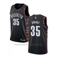 Maglia Brooklyn Nets Kevin Durant #35 Citta 2019-20 Nero