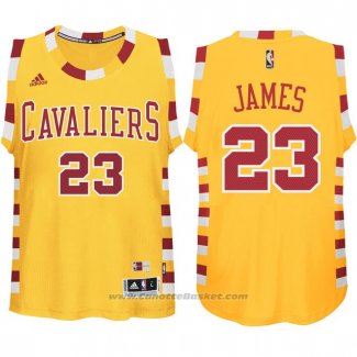 Maglia Cleveland Cavaliers LeBron James #23 Retro Giallo