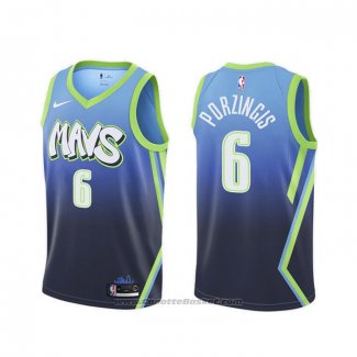 Maglia Dallas Mavericks Kristaps Porzingis #6 Citta 2019-20 Blu